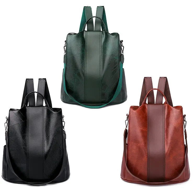 Stock Available Multicolored 2022 New Design Lady Fashion Soft PU Leather Casual Backpack for Women