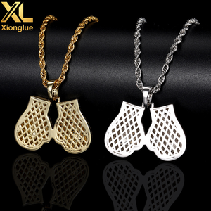 Hip-hop Hollowed-out US Dollar Symbol Brass Boxing Gloves Pendant <b>Copper</b> Inlaid Zircon Stones Trendy Party Necklace Accessory - Product Image 6