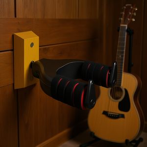 Supporto da Parete per Chitarra D0100HXJPHP con Base in Legno Regolabile e Robusto, Rosso, per Strumenti Acustici - Product Image 2