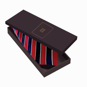 Ensemble de cravates longues haut de gamme pour hommes, boîte personnalisée avec logo, boîtes rigides noires et bleues, boîte avec lamination brillante en relief - Product Image 2