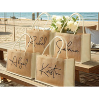 Sac fourre-tout en jute personnalisé de luxe, écologique, en tissu naturel biologique, pour souvenirs de mariage, avec logo, pour femmes, vente en gros