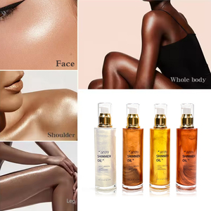 น้ำมันบำรุงผิวประกายชิมเมอร์ MLM Private Label ขนาด 100 มล. บรรจุในขวดทรงกระบอก ฝาสีทอง ไฮไลท์เตอร์เนื้อลิควิด เนื้อสัมผัสเรียบเนียน ส่วนผสมจากธรรมชาติ ให้ผิวเปล่งประกาย - Product Image 3