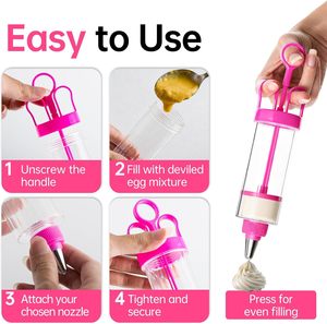 Injecteur à œufs farcis, outil de décoration d'œufs, injecteur de garniture pour pâtisserie avec 7 embouts de pâtisserie en acier inoxydable, outil de décoration d'œufs - Product Image 4