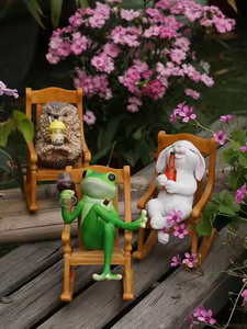 Nouveauté 2026 : Chaise à bascule miniature en résine créative (grenouille, lapin, hérisson) – Décoration <span class=keywords><strong>de</strong></span> <span class=keywords><strong>jardin</strong></span> durable, idéale comme cadeau – Vente en gros - Product Image 4