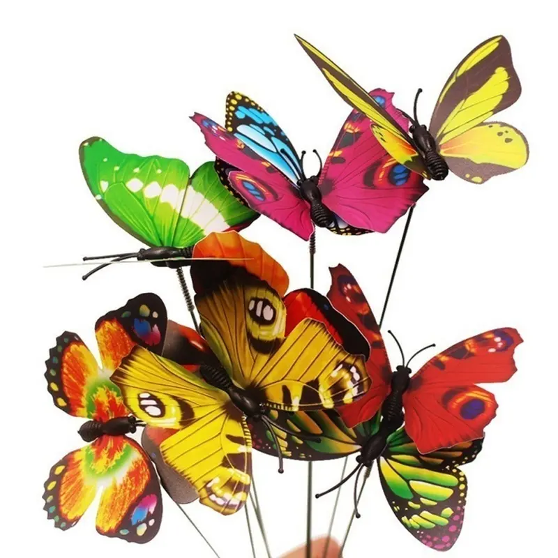 आउटडोर सजावट के फूल बर्तन सजावट गुच्छा तितलियों गार्डन यार्ड बोने की मशीन रंगीन सनकी तितली दांव Decoracion