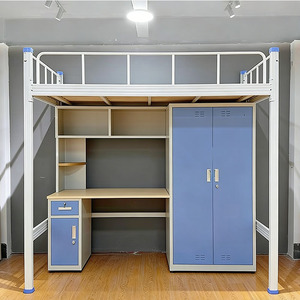 Letti <span class=keywords><strong>a</strong></span> castello in metallo economici per ragazzi con scrivania e armadio integrati, ideali per camerette e stanze dei bambini - Product Image 2