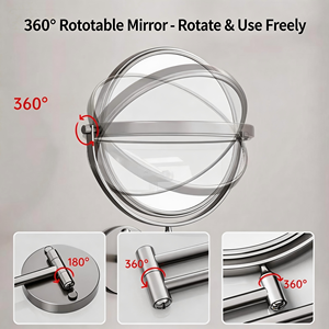 <span class=keywords><strong>Espejo</strong></span> de Vanidad Redondo Extensible con Marco de Acero Inoxidable, Plegable, Sin Necesidad de Taladrar, para Montar en la Pared - Product Image 3