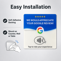 Carte de commentaires Google NFC avec support adhésif, texte personnalisé en anglais, espagnol, portugais, français, italien, allemand pour usage professionnel