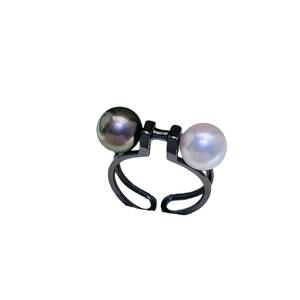 Support vide double pour perles rondes de 7-9 mm en argent S925 pour accessoire de bague DIY pour femme 10154 - Product Image 5