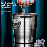 Seau à glace en acier inoxydable doré épais avec tête de tigre, durable, logo personnalisé pour bar, fête, boissons gazeuses, bière