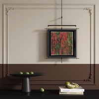 Peinture à l'huile minimaliste moderne sur toile encadrée avec barre métallique, éclairage décoratif suspendu, art mural de fond, décoration haut de gamme pour salon