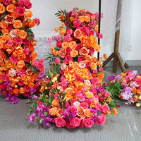 Kunstzijde oranje roze rozen bloemenbogen bruiloft achtergrond voor binnen en buiten feest decoratie