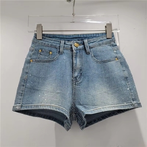 PEEQI 2026 Shorts in <span class=keywords><strong>Jeans</strong></span> a Vita Alta con Strass per Ragazze Alla Moda - Product Image 4