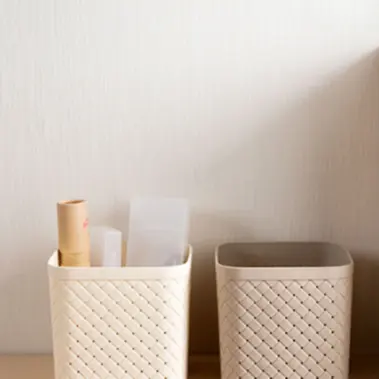 Yanyi cesta de armazenamento personalizada de plástico, quadrada com punhos de madeira