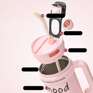 แก้วน้ำเก็บอุณหภูมิ 900 มล. พร้อมหูจับ รุ่น Mood The Cup ผลิตจากสแตนเลส 304  แบบสุญญากาศ  พร้อมหลอดดูด  สำหรับเดินทาง  ใช้ในรถยนต์  สามารถสกรีนโลโก้ได้ - Product Image 5