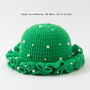2025 nuovo cappello con bordo a foglia di loto, cappello in filo intrecciato con bordo arrotolato lavorato a maglia caldo lavorato a mano - Product Image 2
