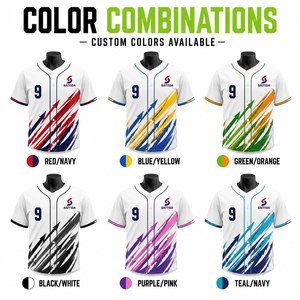 Maillot de baseball personnalisé en gros, imprimé flèche, séchage rapide, respirant, boutonné, en polyester, uniforme d'équipe par sublimation - Product Image 6