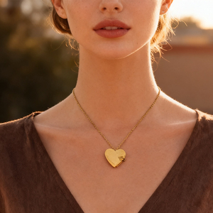 Collana con Ciondolo a Cuore Personalizzabile in Acciaio Inossidabile Placcato Oro, Impermeabile, con Lettera Incisa, Regalo per Donne - Product Image 2