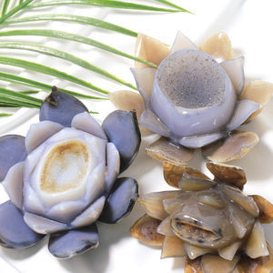 Bán buôn đánh bóng mã não tự nhiên geode Hoa Sen Tay Chạm Khắc pha lê <span class=keywords><strong>druse</strong></span> chữa bệnh đá linh vật cho trang trí nội thất sử dụng Quà Tặng - Product Image 2