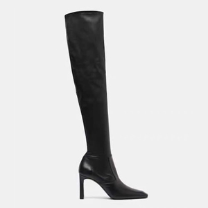Botas Largas de Mujer con Diseño Sencillo y Sólido, Punta Cuadrada, por Encima de la Rodilla, con Tacón Grueso y Ancho para Damas - Product Image 6