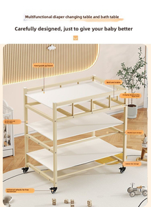 Cambiador de Bebé Metálico Plegable Multifuncional con Ruedas, Estación Portátil para Cambiar Pañales y Bañar al Recién Nacido con Almacenamiento - Product Image 2