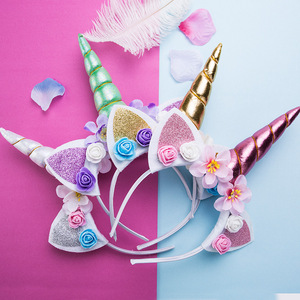 Accessoires de cheveux licorne bandeaux bandeau pour enfants accessoires Photo mignons fille fête décorer bandeaux floraux - Product Image 1