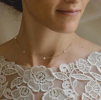 Collier avec pendentif en perle véritable ronde de 3 à 4 mm, plaqué or 18 carats PVD, chaîne en argent 925