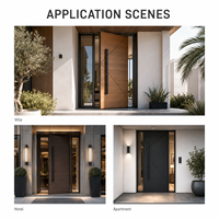 Porte pivotante moderne en aluminium, porte d'entrée composite acier-bois, design personnalisé pour villas, hôtels et projets commerciaux