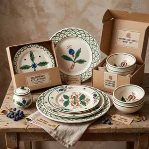Juego de Vajilla de Cerámica Estilo Bohemio con Diseño de Escamas de Pescado, Platos y Tazones de Porcelana para Bodas, Banquetes, Catering y Venta al por Menor - Product Image 4