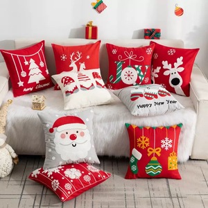 Père noël housse de coussin décoratif arbre de noël renne taie d'oreiller cadeau de noël broderie taie d'oreiller VP-YL1131 - Product Image 1