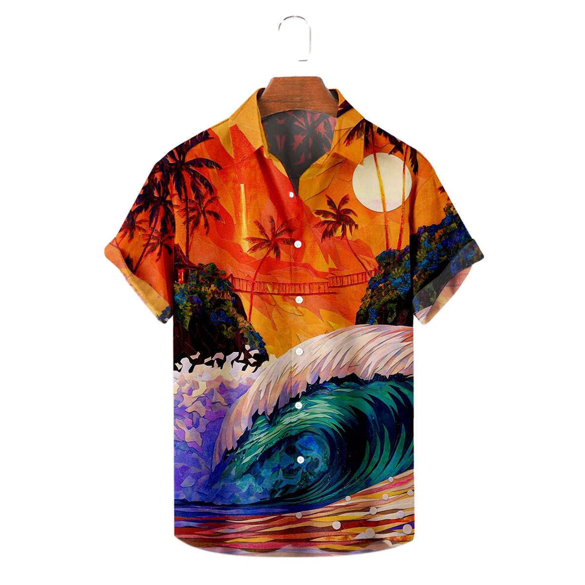 【U LAN】New Wave Printed Short Sleeve wendunide polo shirts for men Mens Spring Summer Casual