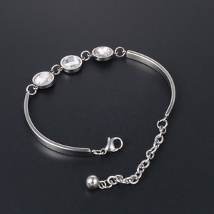 Pulsera de cristal para mujer, tono plateado, con piedras transparentes, para uso diario, CE466 - Product Image 3