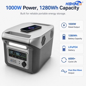 Station d'alimentation portable Hishine 1000W 1280Wh LiFePO4, générateur solaire pour la maison, le <span class=keywords><strong>camping</strong></span>-<span class=keywords><strong>car</strong></span>, le <span class=keywords><strong>camping</strong></span>, les situations d'urgence en extérieur - Product Image 2
