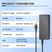 Cargador de 60W para Laptop Samsung, 5.5mm*3.0mm, 19V 3.16A, con 5 Niveles de Protección, Alta Potencia, Calidad Premium, Proveedor de Confianza