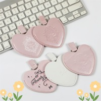 Cadeau pour femme, miroir de poche en cuir PU en forme de cœur, personnalisation de votre logo, petit miroir de maquillage de voyage pour la Saint-Valentin