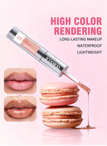 MLM Customized Pearlescent Blue Dual Head Lip Gloss Peel Off Matte Tint Waterproof Long Lasting Hydrating Shiny Lip Makeup - Product Image 2