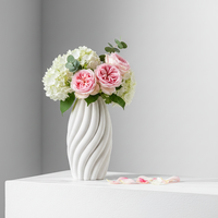 Vase en céramique élégant en porcelaine ARM LVG, sculpture florale de table, motif vague spirale ovale, conteneur pour fleurs