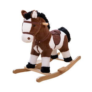 Caballito Mecedor de Peluche Marrón de Madera para Niños, Regalo al por Mayor - Product Image 1
