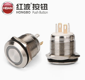 HBAN Mikro Seyahat Anahtarı 19/22mm Paslanmaz Çelik IP65 Su Geçirmez Anlık Basmalı Buton <span class=keywords><strong>12V</strong></span> 1NO LED Halka Işıklı Kontrol İçin - Product Image 1