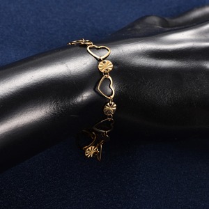 สร้อยข้อมือสแตนเลสสตีลรูปหัวใจนูนลายสวยๆ สำหรับผู้หญิง สาวๆ สายรัดข้อมือ กำไลข้อเท้า เครื่องประดับโลหะสำหรับฤดูร้อน - Product Image 4