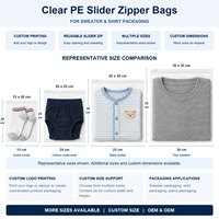Sac à fermeture éclair transparent en PE pour l'emballage de pulls et de chemises, taille personnalisée, logo personnalisé, rangement refermable pour vêtements