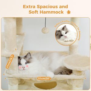 Grande tour de <span class=keywords><strong>chat</strong></span> de 72 pouces pour chats d'intérieur Poteaux à gratter recouverts de sisal Double panier de condo <span class=keywords><strong>2</strong></span> griffoirs rembourrés pour <span class=keywords><strong>arbre</strong></span> à <span class=keywords><strong>chat</strong></span> - Product Image 4