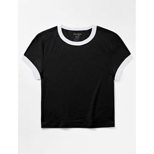 T-shirt personnalisé pour femme, col rond, manches courtes, coupe ajustée, mélange de coton, style vintage, couleur unie - Product Image 4