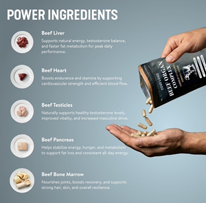 Complément alimentaire en capsules <span class=keywords><strong>de</strong></span> complexe d'organes <span class=keywords><strong>de</strong></span> bœuf nourri à l'herbe avec un mélange <span class=keywords><strong>de</strong></span> foie, <span class=keywords><strong>de</strong></span> cœur, <span class=keywords><strong>de</strong></span> pancréas, <span class=keywords><strong>de</strong></span> testicules et <span class=keywords><strong>de</strong></span> moelle osseuse - Product Image 2