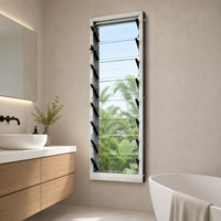 Ventana de Aluminio con Persianas Ajustables Horizontales, Contraventanas de Vidrio, Mosquitera Templada para Exteriores, Hoteles y Baños