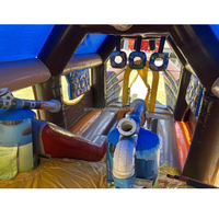 Castillo Hinchable para Exteriores Equipo de Diversión Barco Pirata Castillo Saltador para Niños Combo con Tobogán Acuático Brincolín Hinchable