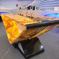 Table en pierre artificielle translucide jaune, faux onyx en albâtre, design moderne, ignifuge, durable pour hôtel et bureau