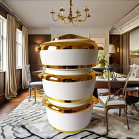 Ensemble chauffe-plats Hot Pot 3 pièces, luxe minimaliste, casseroles en métal et fer de 1-2-2,5 L pour usage domestique, forme ronde, vente chaude