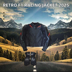 Veste de baseball rétro américaine en cuir coupe-vent à la mode 2025, brodée F1, pour l'hiver, toutes saisons, pour adultes - Product Image 2