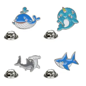 Nhà Sản Xuất Phim Hoạt Hình Đại Dương Bé Dolphin Cá Mập Cá Voi Men Ba Lô Phù Hợp Với Hat Quần Áo Tie Scarf Nút Pin Huy Hiệu Ve Áo Pin